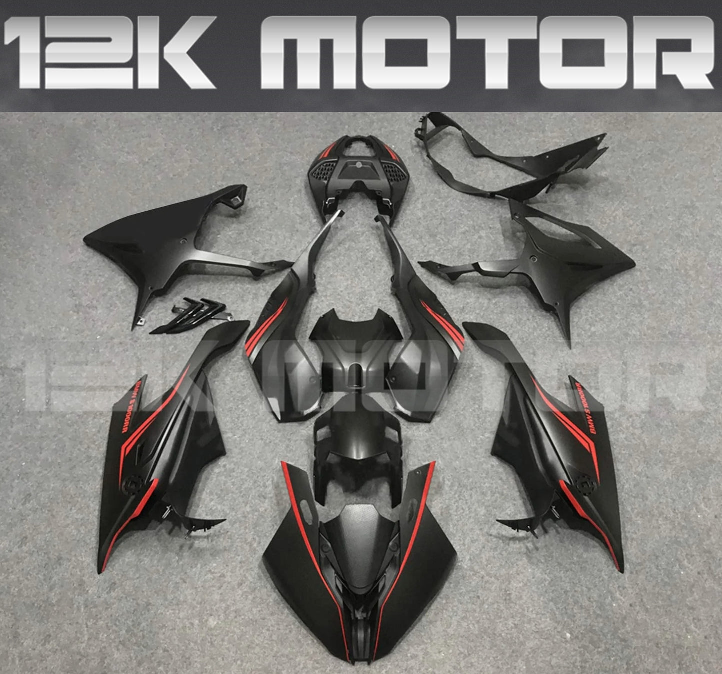 BMW S1000RR 2019-2022 Matt Black Red Fairing Kit