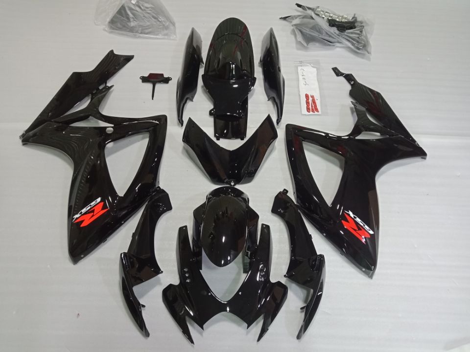 ---AU STOCKING---Gloss Black Fairing Kit For Suzuki GSX-R 600 GSX-R 750 2006 2007