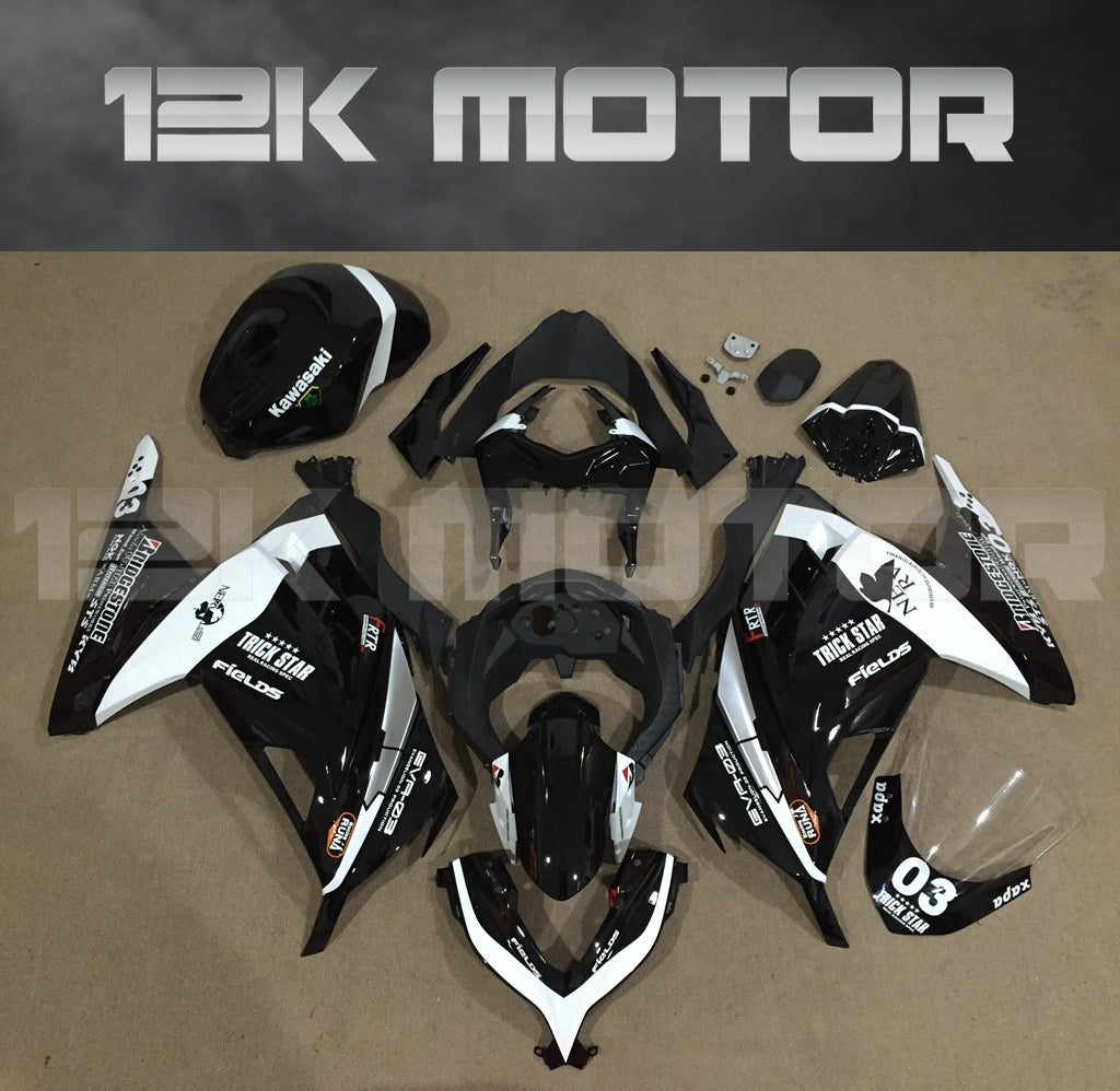 2013 - 2017 Black White For Kawasaki Ninja 300 Fairing 01