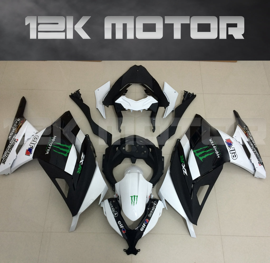 Monster Black White Fairing Kit For Ninja 300 Fairings 2013 2014 2015 2016 2017 Aftermarket