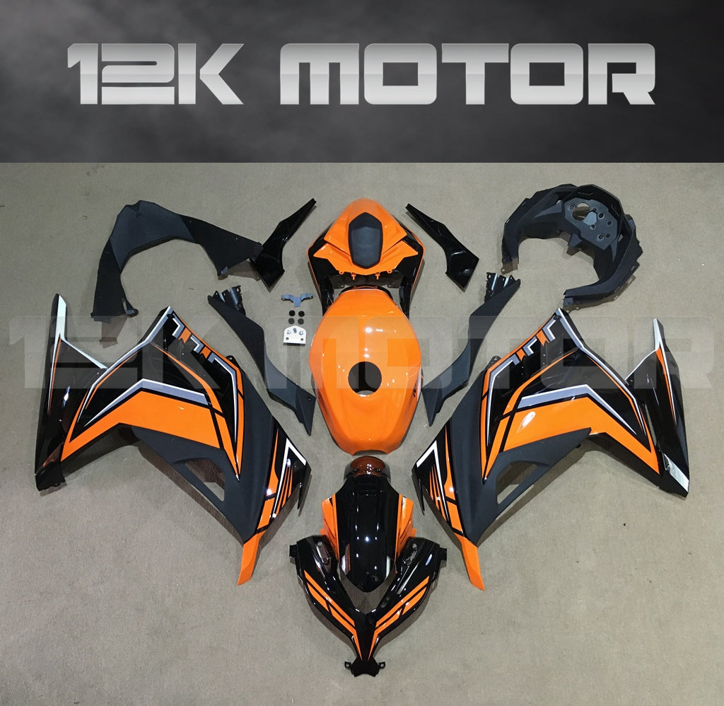 Ninja 300 2013 - 2017 Orange Black Fairing Kit Set