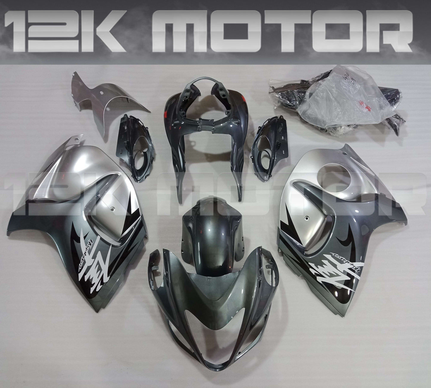 Grey Silver Fairing Kit For SUZUKI Hayabusa GSX1300R 2008-2019