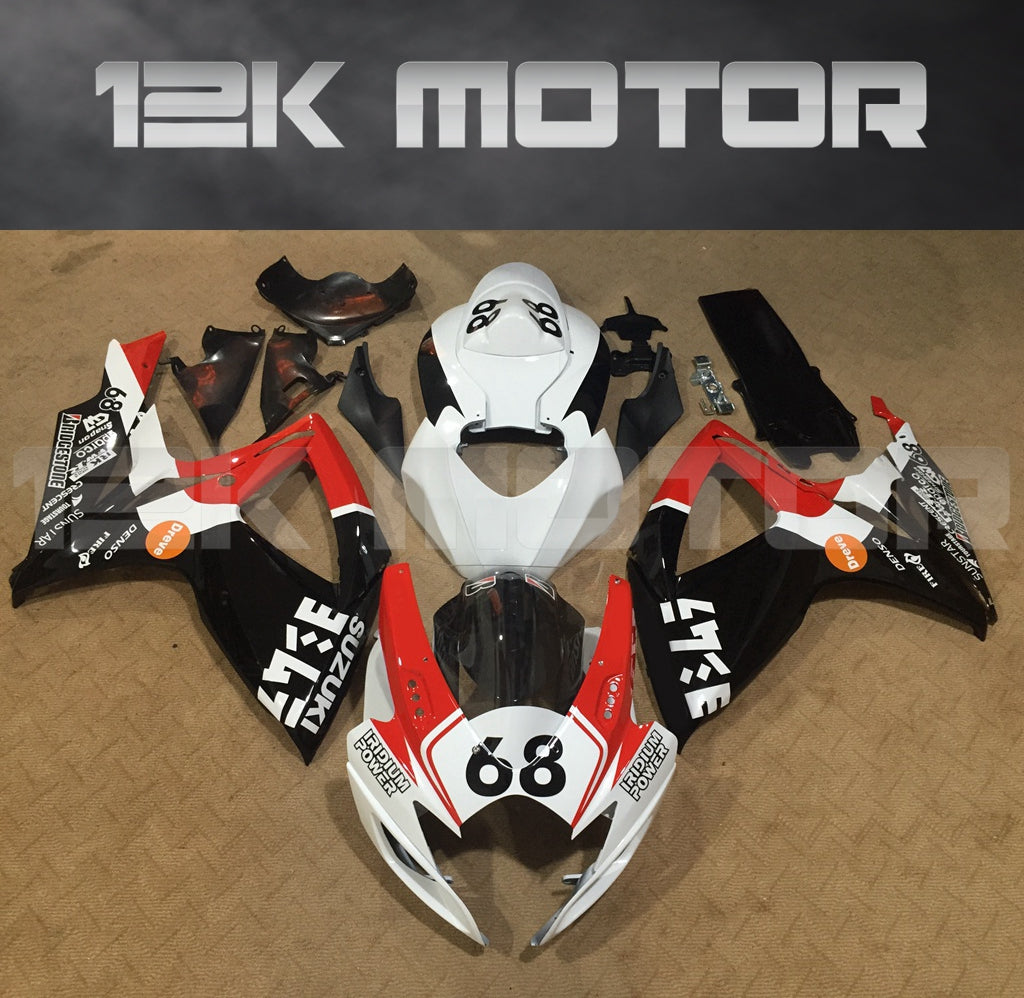 Black White and Red Fairing Fit For SUZUKI GSXR 600/750 2006 2007 Aftermarket Fairing Kit