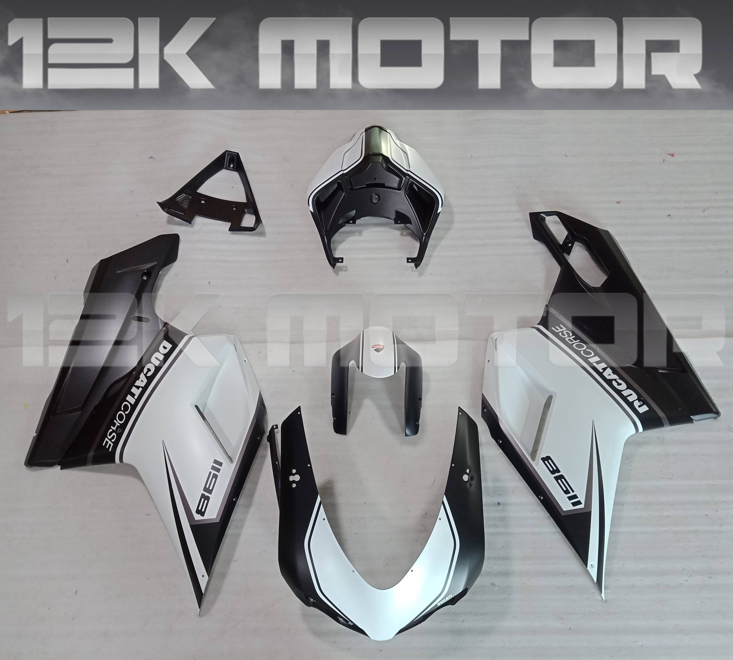 Ducati 848 1098 1198 Matt Black White Fairing
