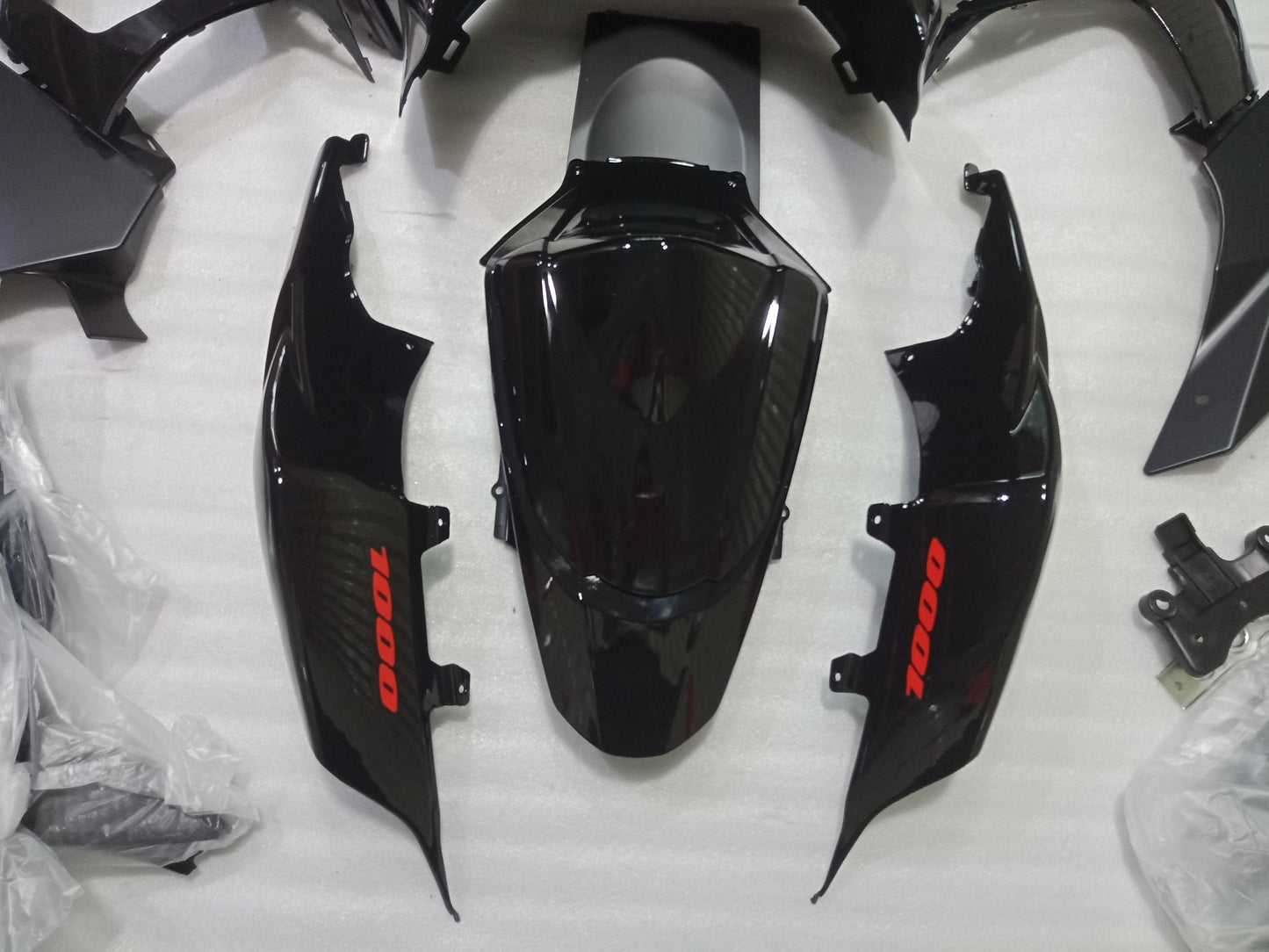 ---AU STOCKING---Fit Suzuki GSXR GSX-R 1000 2007 2008 Plain Gloss Black Fairing Kit
