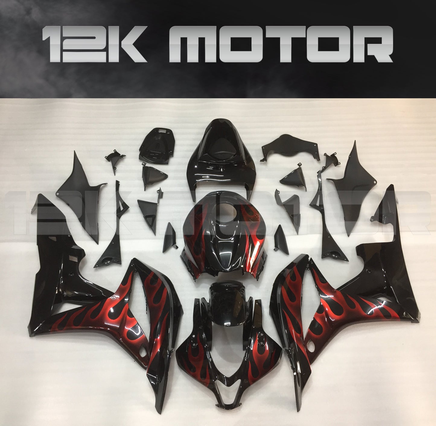 CBR600RR Fairings 2007 2008 Black Red Flame Honda Fairings Set