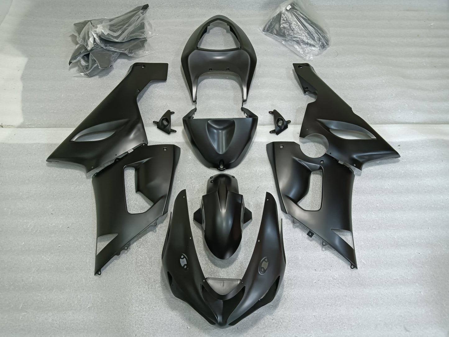 ---AUSTOCKING---Fit Kawasaki ZX-6R 2005 2006 Matt Black Fairing Kit
