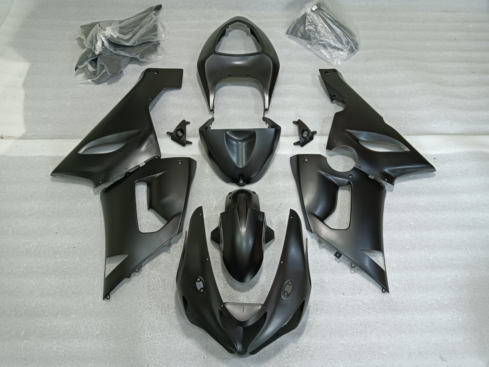 ---AUSTOCKING---Fit Kawasaki ZX-6R 2005 2006 Matt Black Fairing Kit