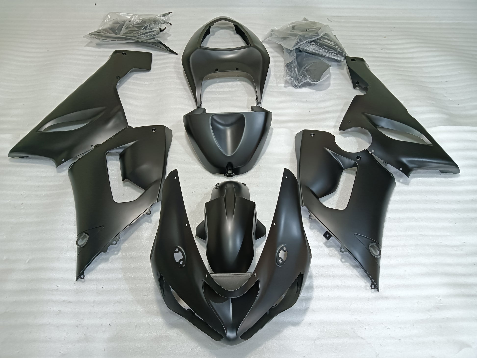 ---AUSTOCKING---Fit Kawasaki ZX-6R 2005 2006 Matt Black Fairing Kit