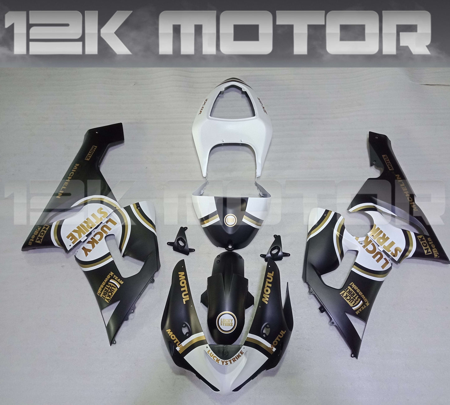 Aftermarket Kawasaki ZX6R Fairings 2005 2006 Fairing Kit Set Lucky Strike Black
