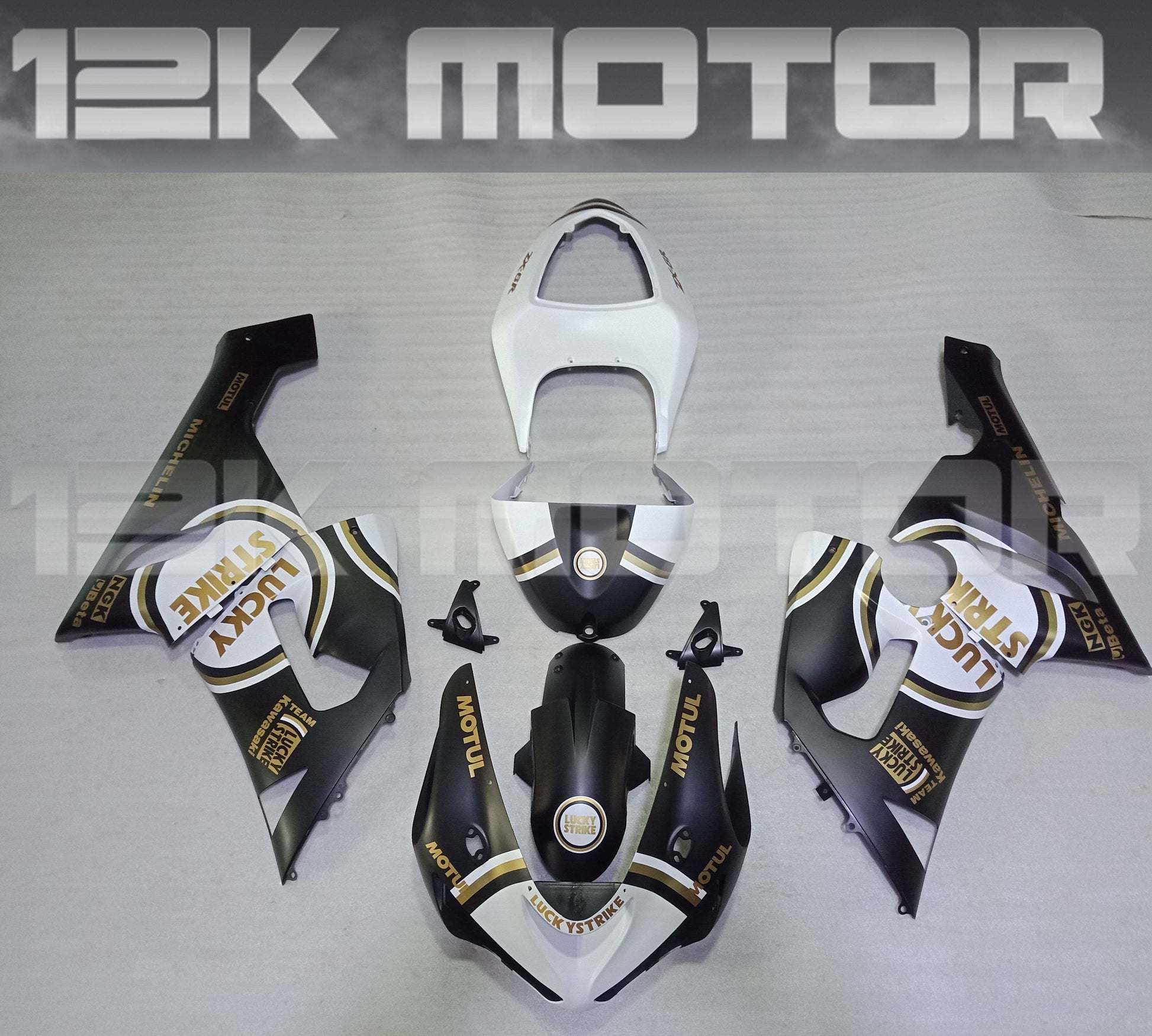 Aftermarket Kawasaki ZX6R Fairings 2005 2006 Fairing Kit Set Lucky Strike Black