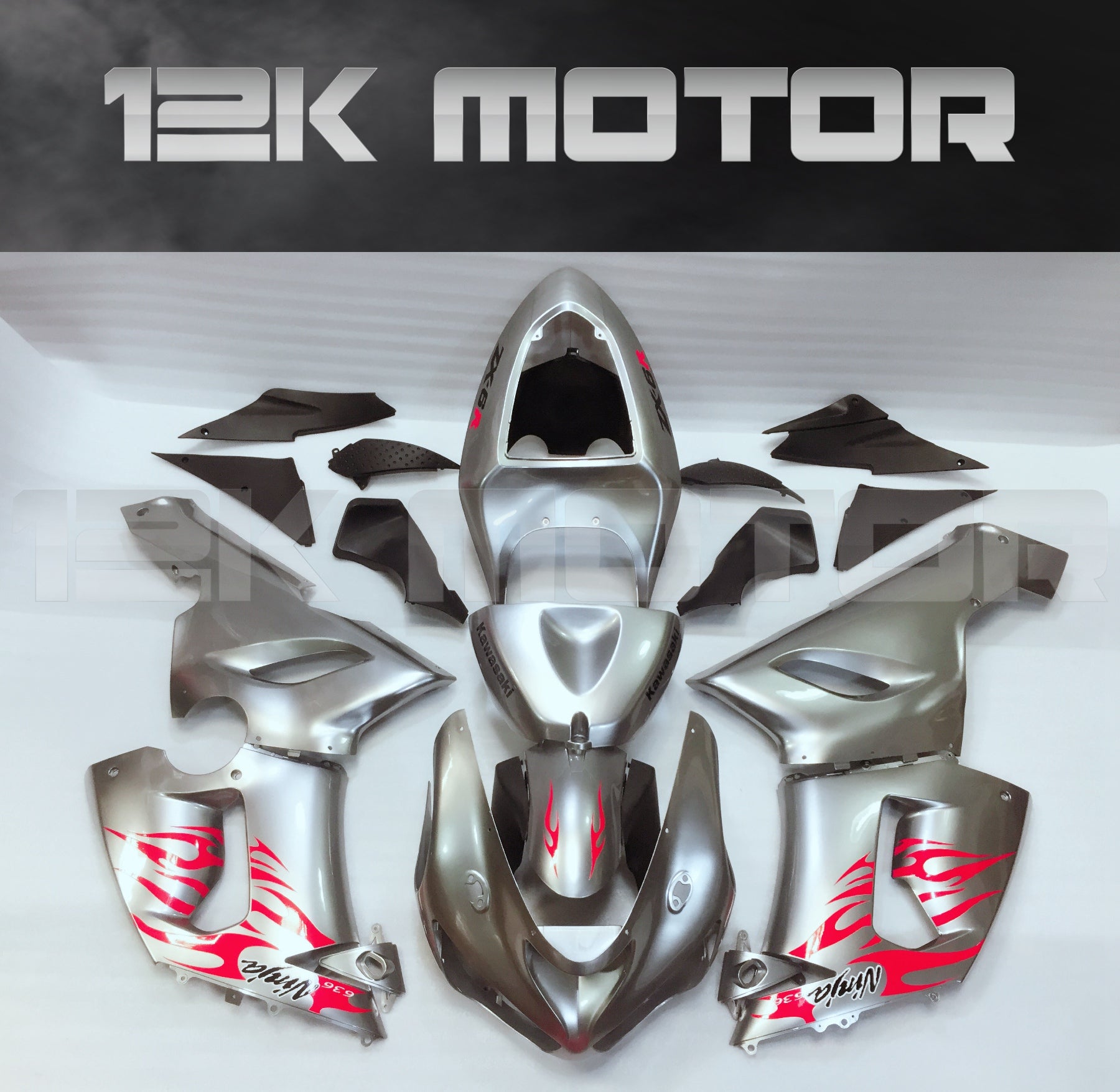 Aftermarket Kawasaki ZX6R Fairings 2005 2006 Fairing Kit Set Silver