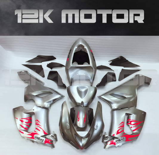 Aftermarket Kawasaki ZX6R Fairings 2005 2006 Fairing Kit Set Silver