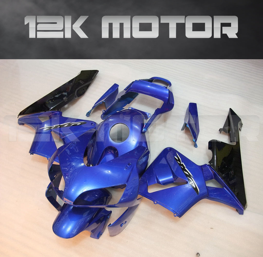 Aftermarket fairing kit for HONDA CBR600RR motorcycle, displayed are various fairing pieces in blue and black color.