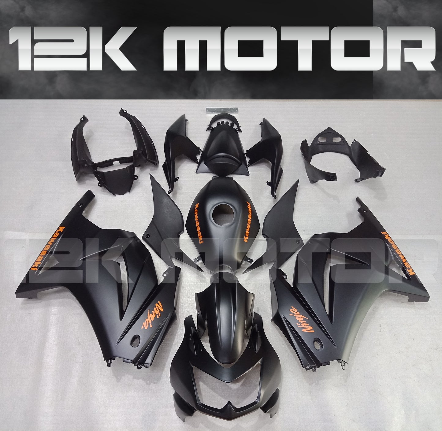 Matt Black with Orange Design Fairing Kit for Kawasaki Ninja 250 EX250 2008 2009 2010 2011 2012