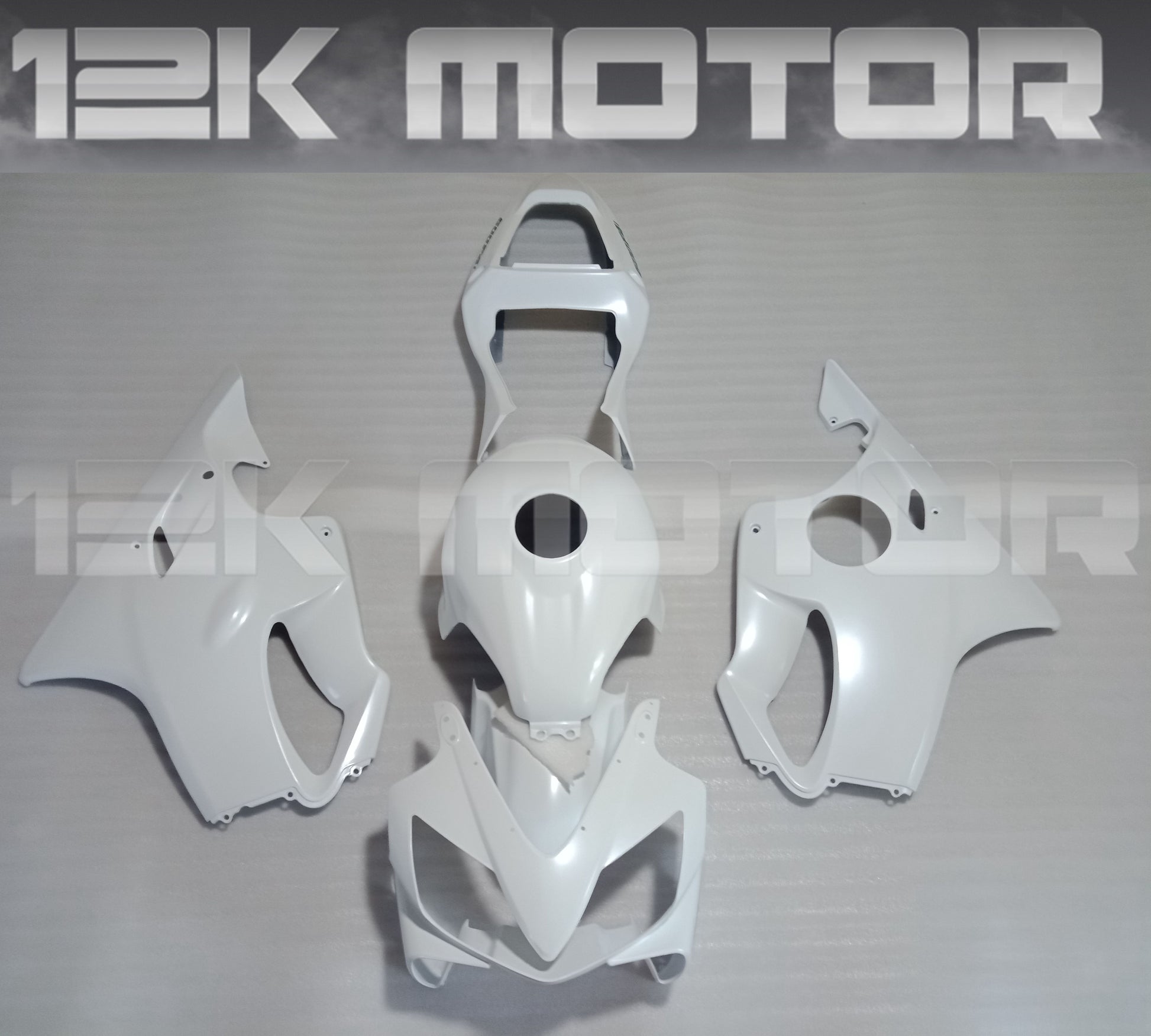 Pearl white fairing kit for HONDA CBR600 F4i 2001 2002 2003 displayed on a plain background, including various fairing panels and accessories.