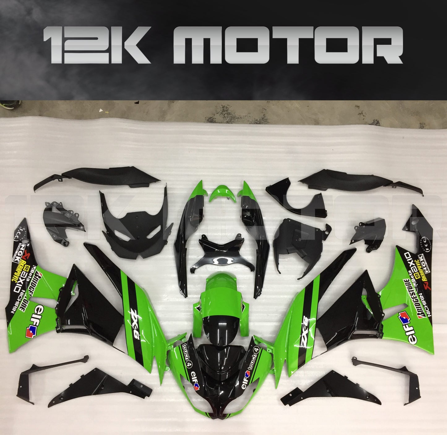 ZX6R Fairing Kit for Kawasaki ZX6R Fairings 2009 to 2012 Green Black Fairing set