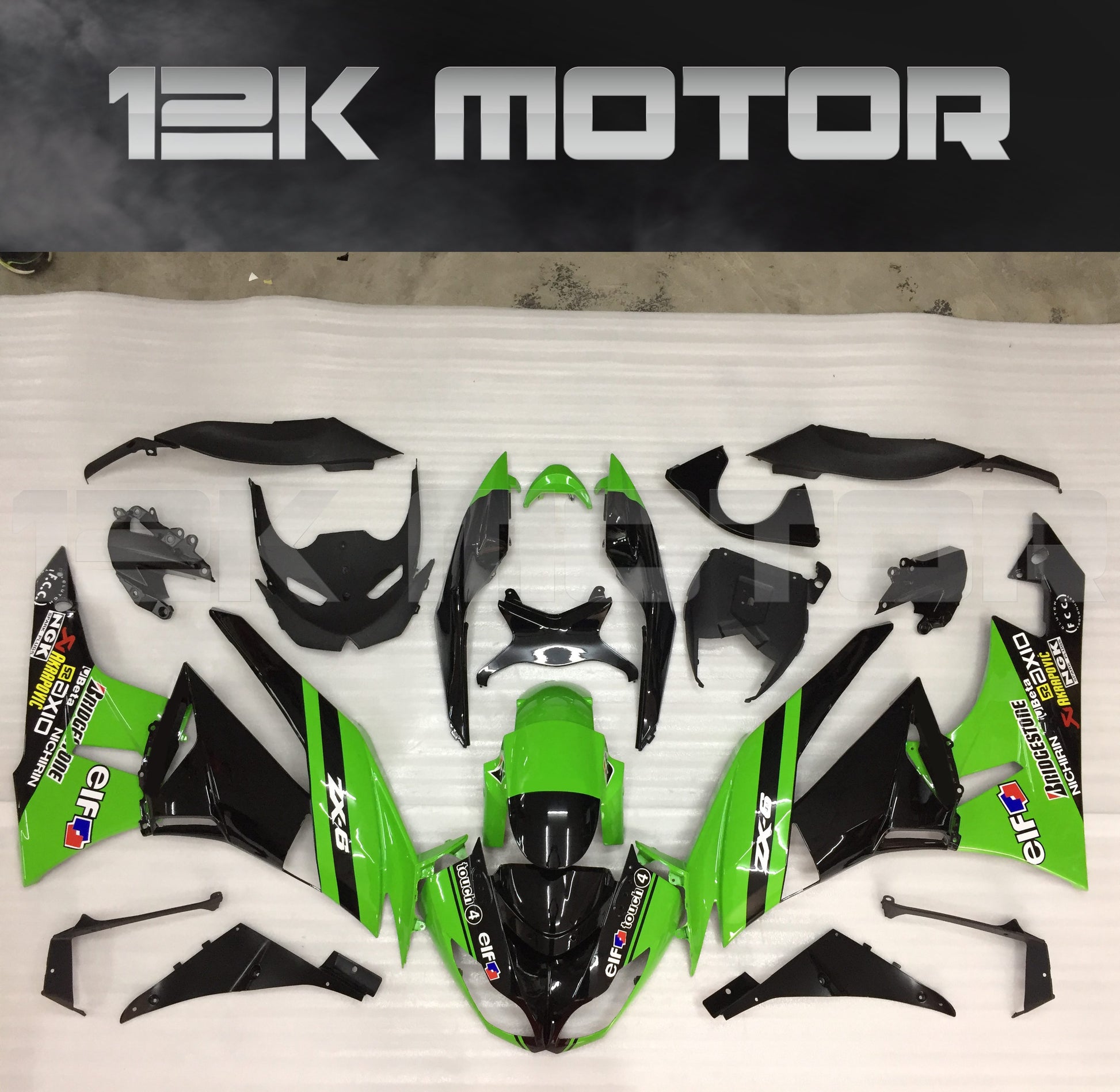 ZX6R Fairing Kit for Kawasaki ZX6R Fairings 2009 to 2012 Green Black Fairing set