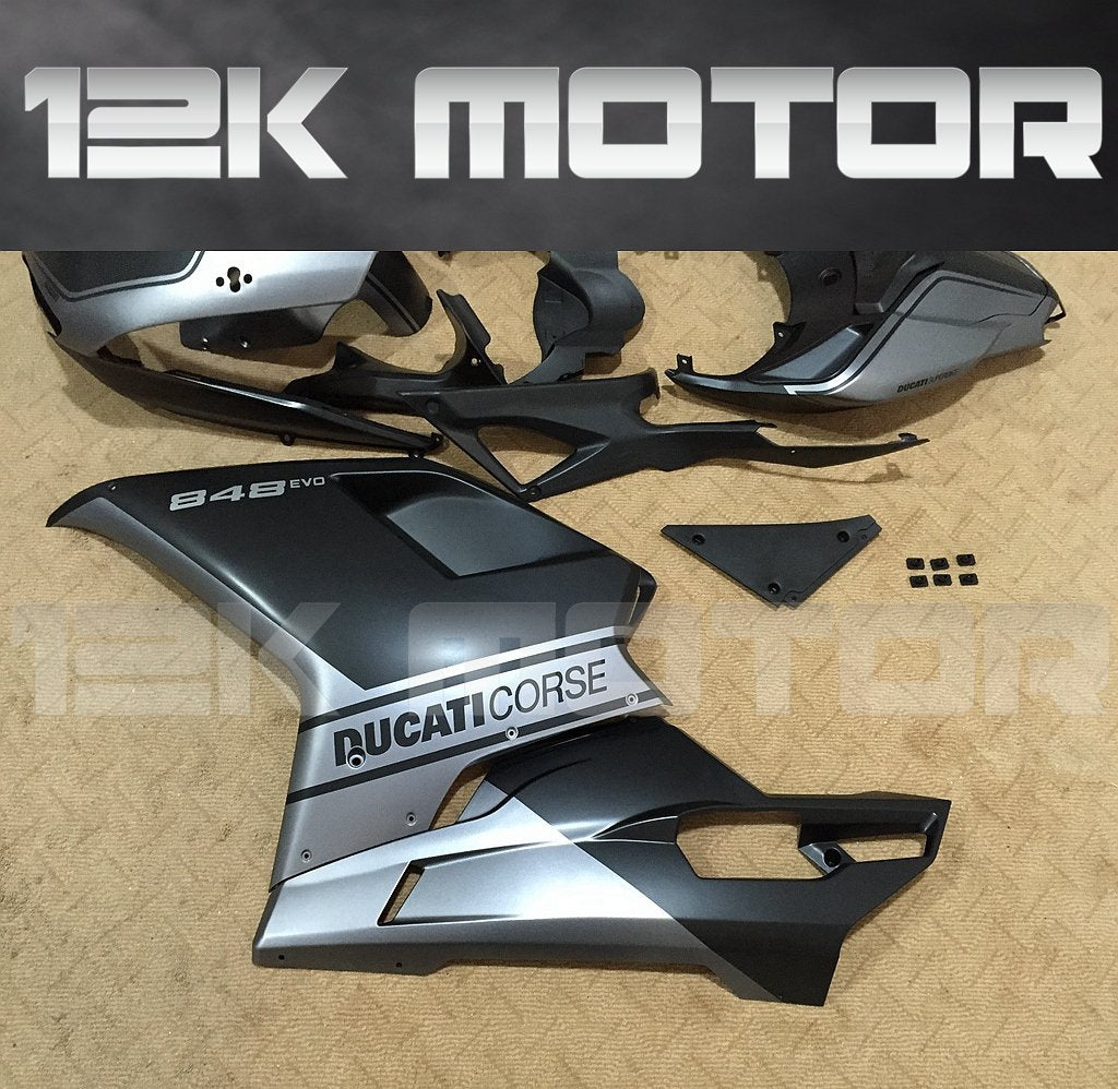 Ducati 848/1098/1198 Satin Black and Silver Fairing | 12K MOTOR