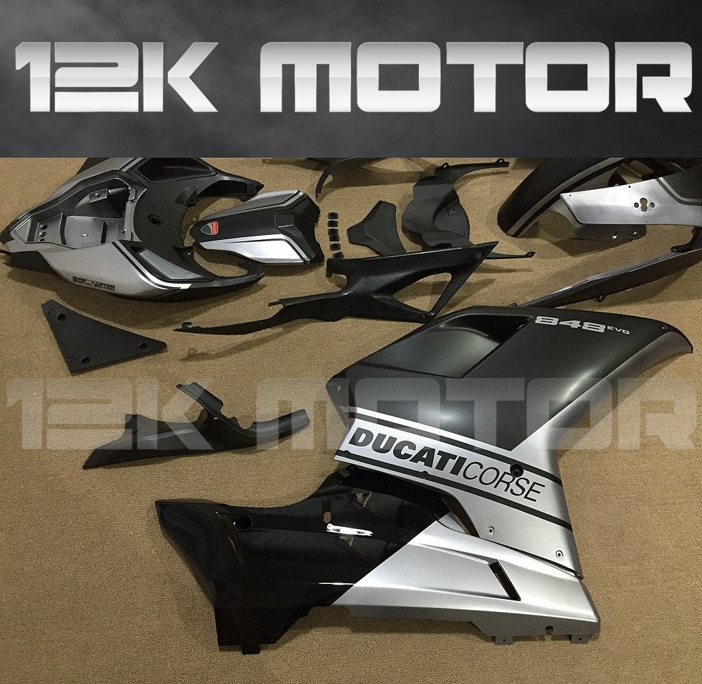 Ducati 848/1098/1198 Satin Black and Silver Fairing | 12K MOTOR