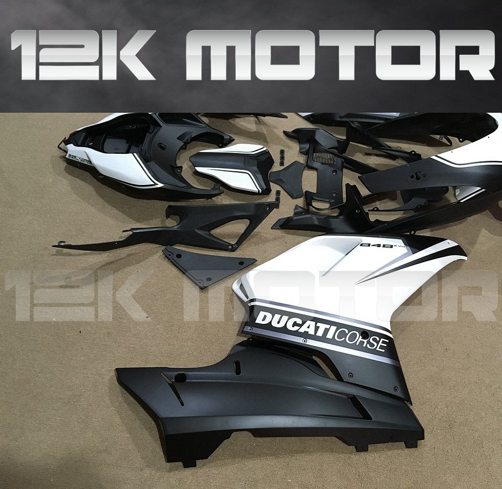 Ducati 848/1098/1198 Satin Black and White Fairing | 12K MOTOR