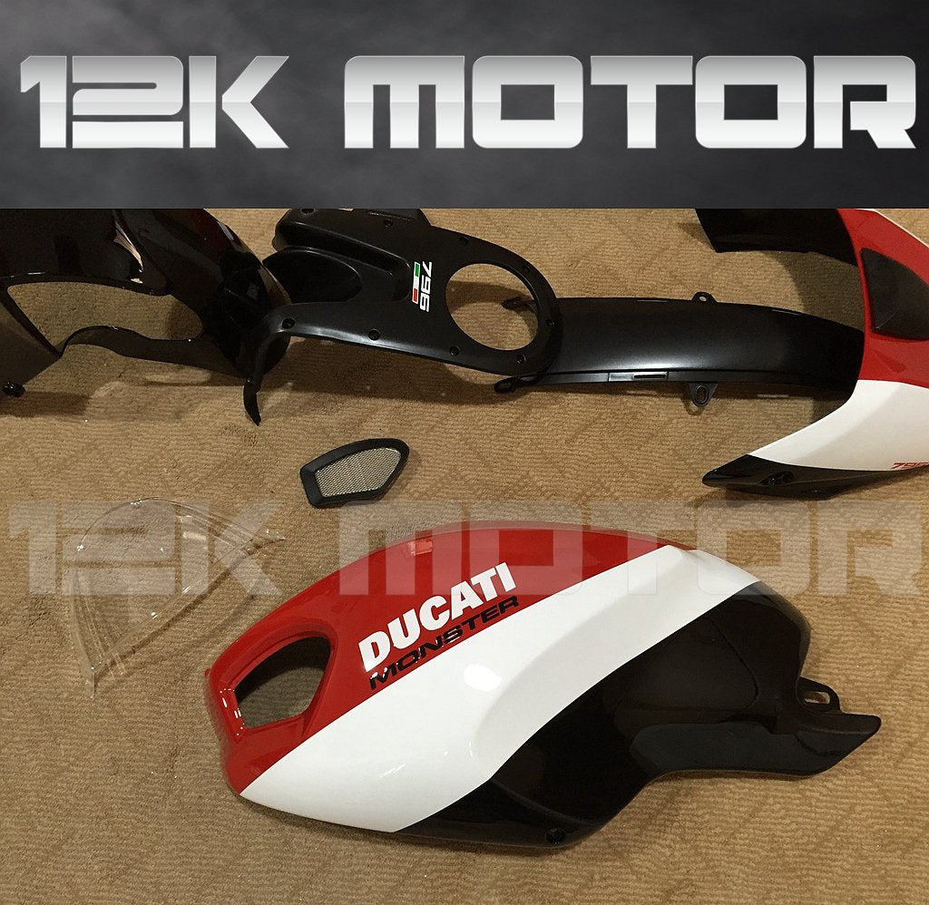 Ducati Monster 659 696 795 796 1100 Black Red Fairing Kit