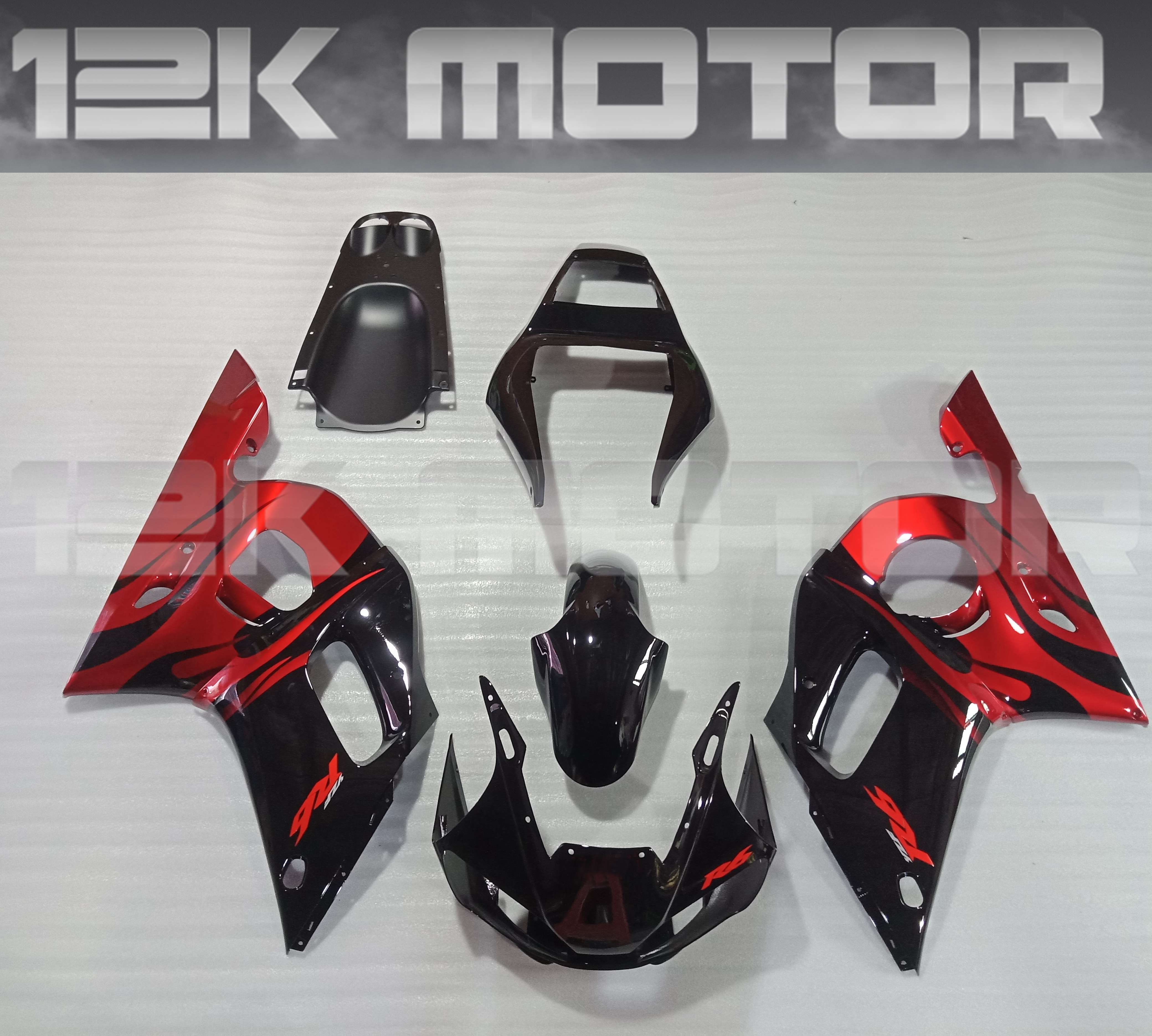 2000 Yamaha R6 Custom Black and Candy Red Fairing for Yamaha R6 1998 1999 2000 2001 2002 ...