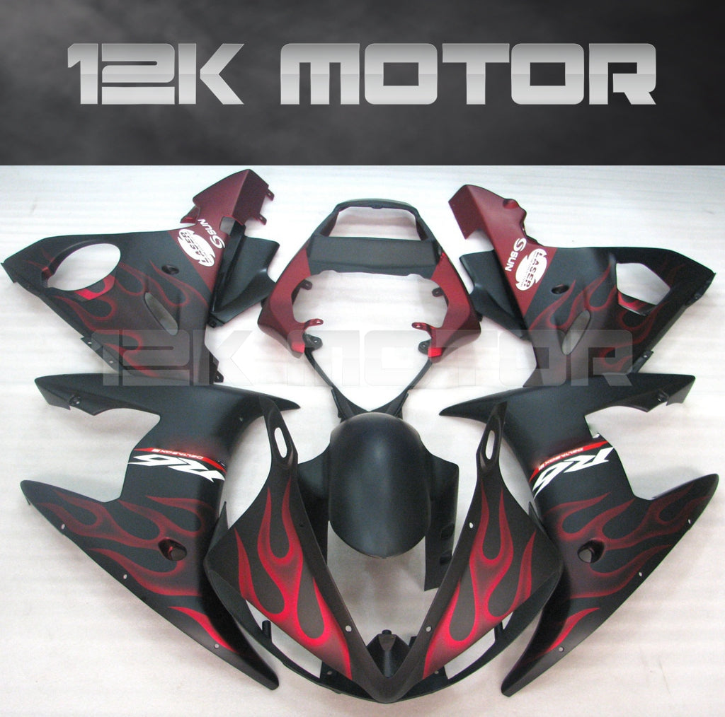 Black Red Fire Fairing kit fit for Yamaha R6 2003 2004 2005 Fairing Ki ...