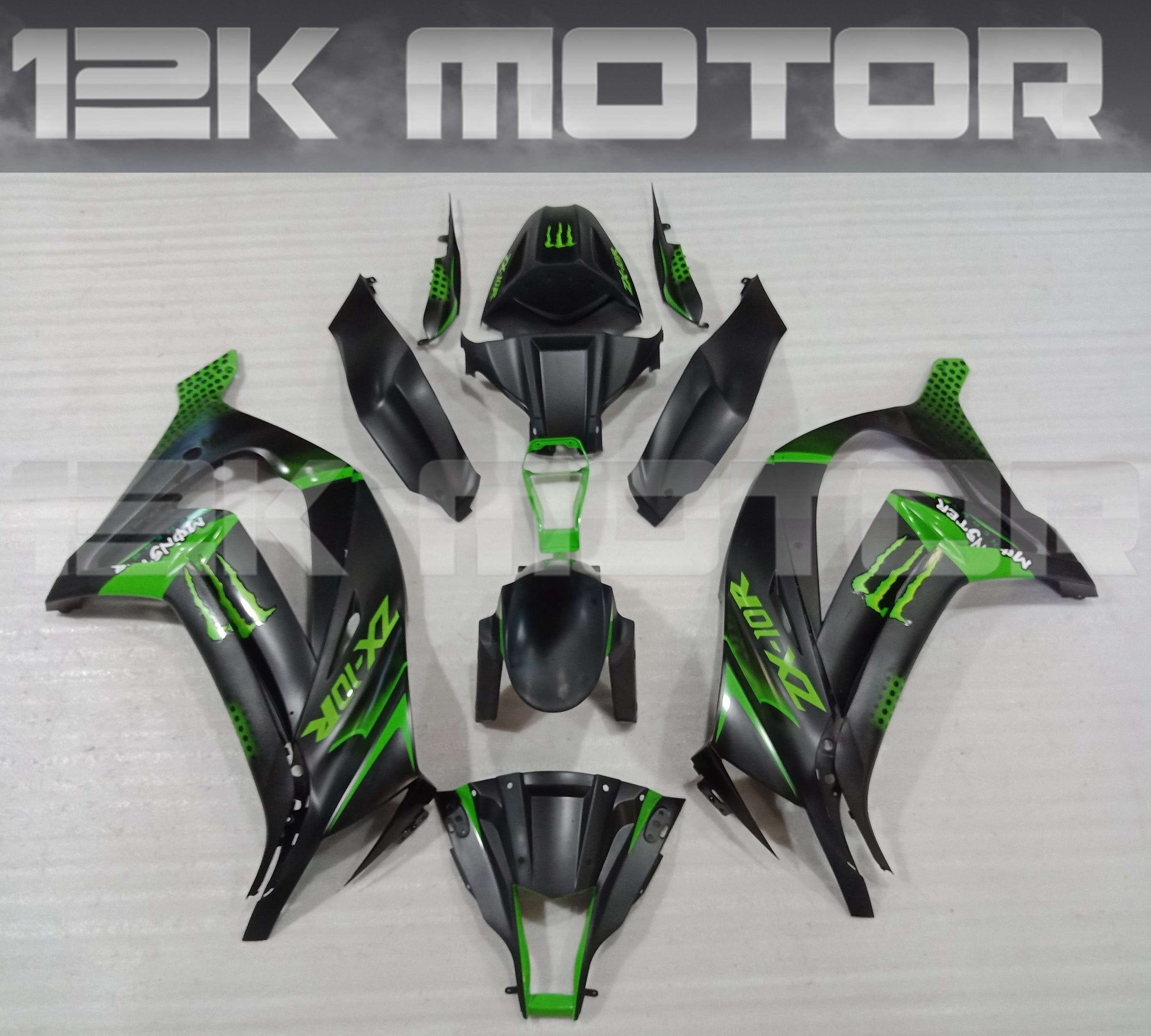 2011 - 2015 Matt Black Monster Kawasaki ZX10R Fairing 01