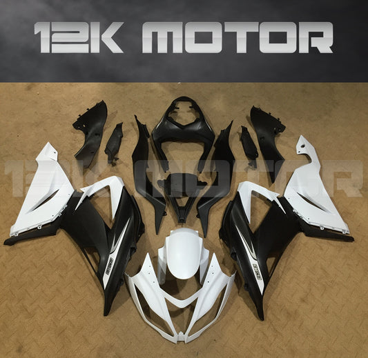 2013 - 2018 Black White Kawasaki ZX6R Fairing 01