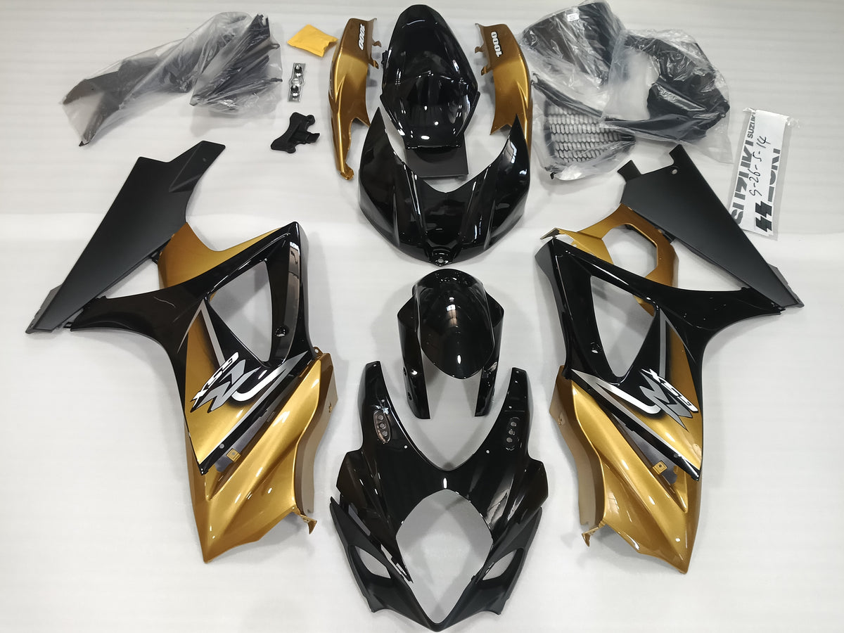 ---AU STOCKING---Black Gold Fairing Kit For Suzuki GSXR GSX-R 1000 2007 2008