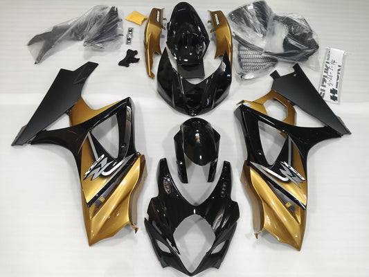 ---AU STOCKING---Black Gold Fairing Kit For Suzuki GSXR GSX-R 1000 2007 2008