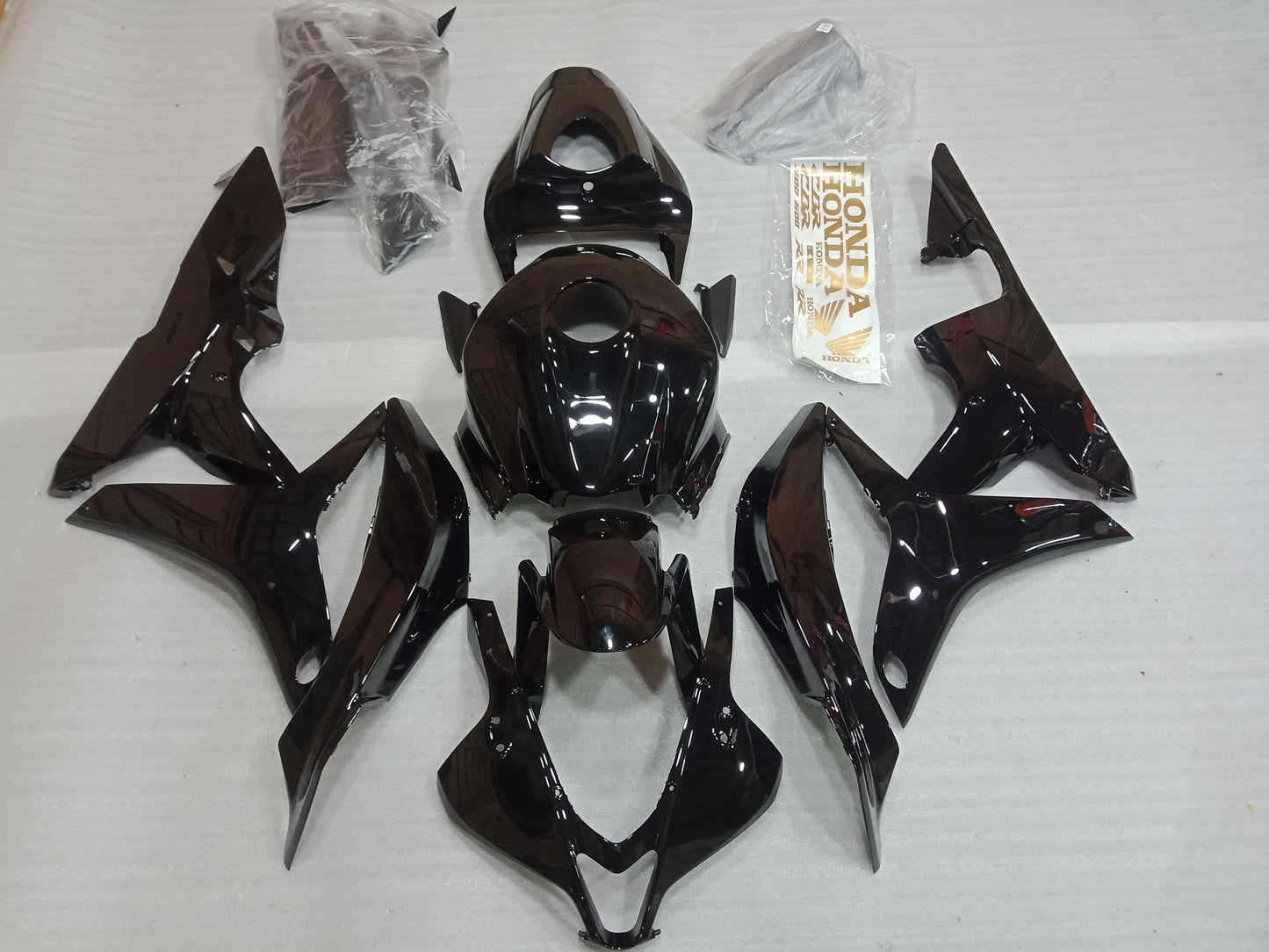 ---AU STOCKING---Gloss Black Fairing Kit For Honda CBR600RR 2007 2008