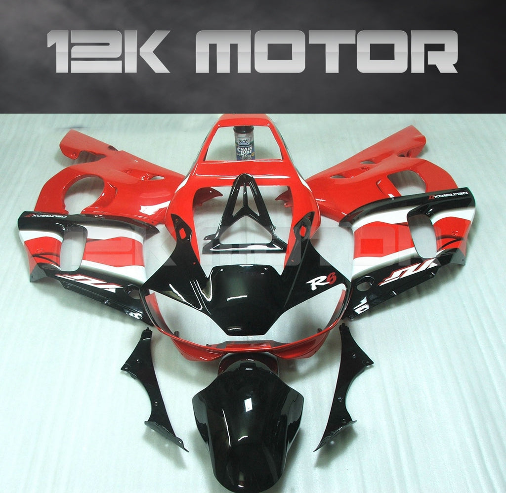 2000 Yamaha R6 Custom Black and Red Fairing Kit for Yamaha R6 1998-2002 | Premium ABS Plastic ...