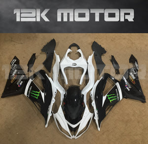 2013 - 2018 Monster Black White Kawasaki ZX6R Fairing 01