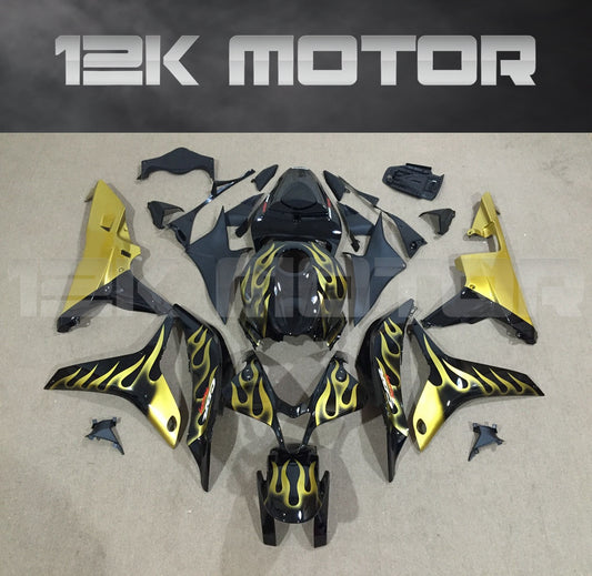 Black Golden Flame Fairing kits Fit for HONDA CBR600RR 2007 2008 Aftermarket Fairing Kit
