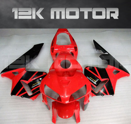 Red and black fairing kit for HONDA CBR600RR, displayed on a motorcycle shape mannequin.
