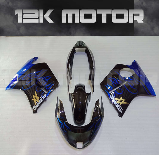 Blue Flame on Black Fairing Kit For HONDA CBR1100XX Blackbird 1996 - 2007