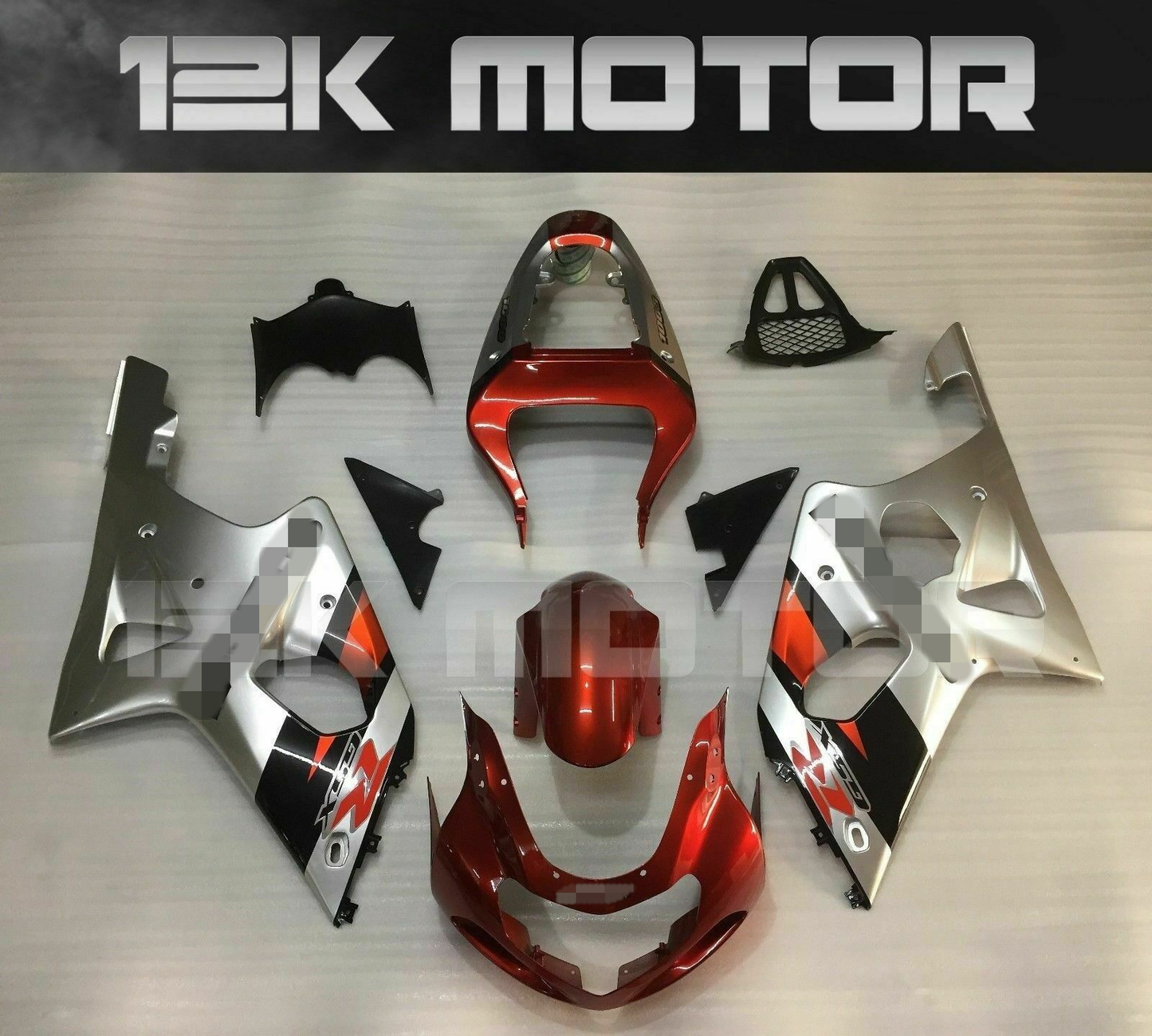 Silver Red Fairing Kit For SUZUKI GSXR 750 600 2000 2001 2002 2003