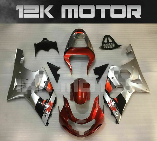 Silver Red Fairing Kit For SUZUKI GSXR 750 600 2000 2001 2002 2003