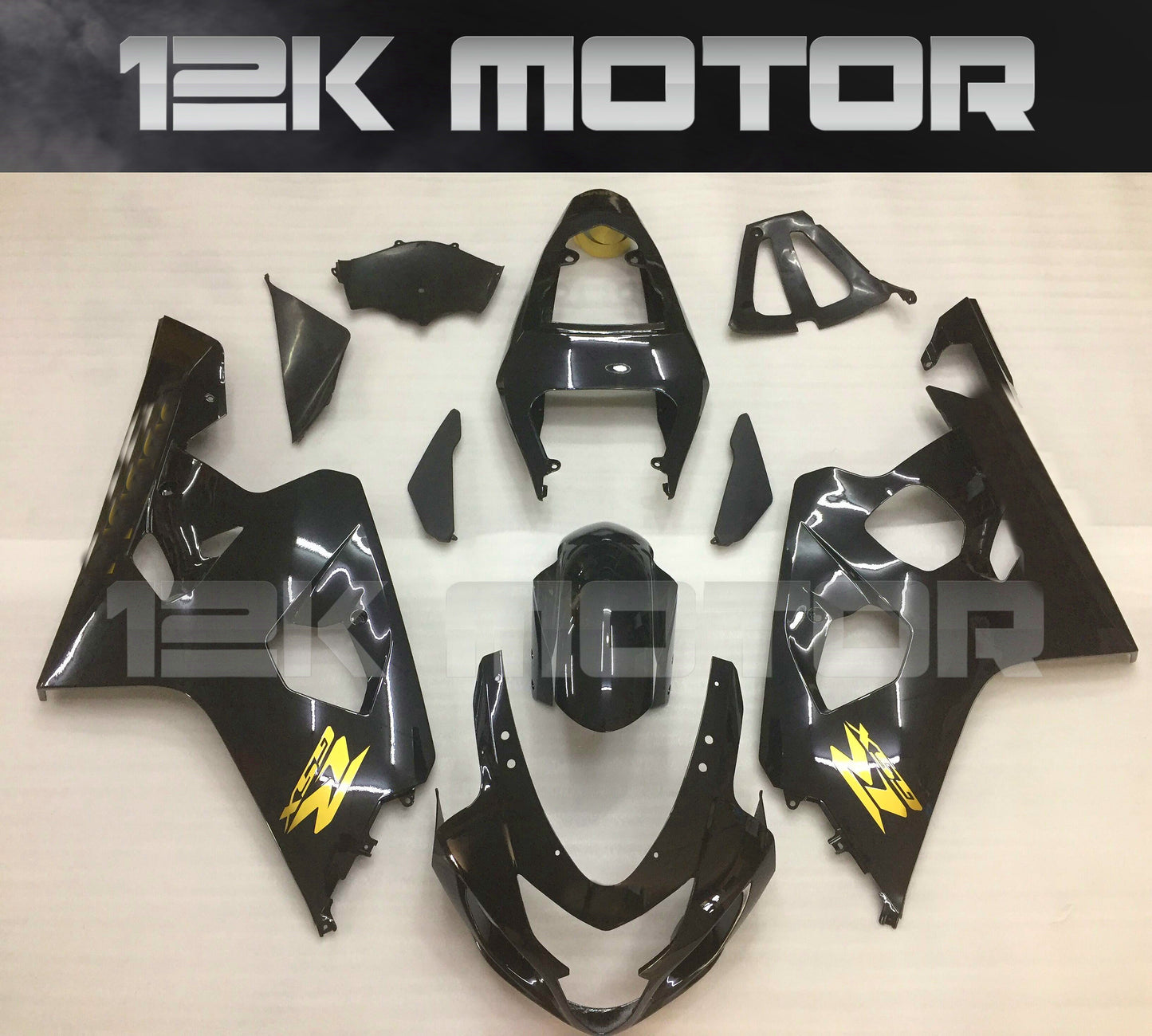 Black Fairing Kit With Gold Stickers For SUZUKI GSXR 600/750 2004 2005