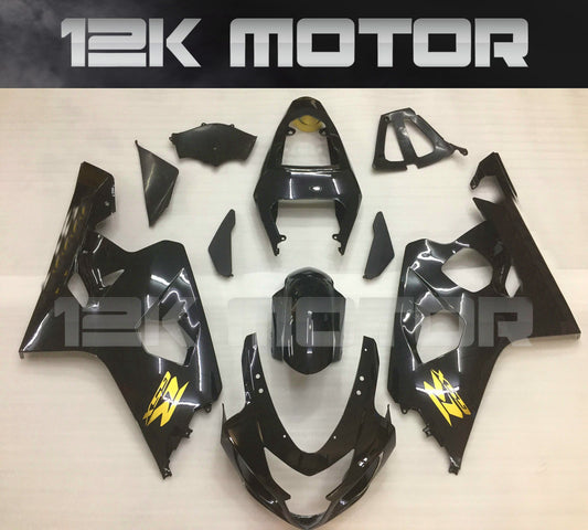 Black Fairing Kit With Gold Stickers For SUZUKI GSXR 600/750 2004 2005