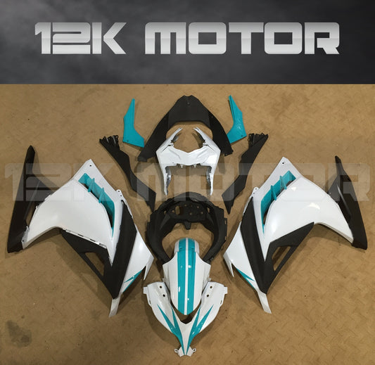 Ninja 300 2013 - 2017 White Black Teal Fairing kit set