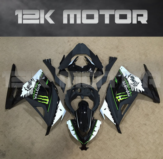 Monster Black White Fairing Kit For Ninja 300R Fairings 2013 2014 2015 2016 2017 Aftermarket