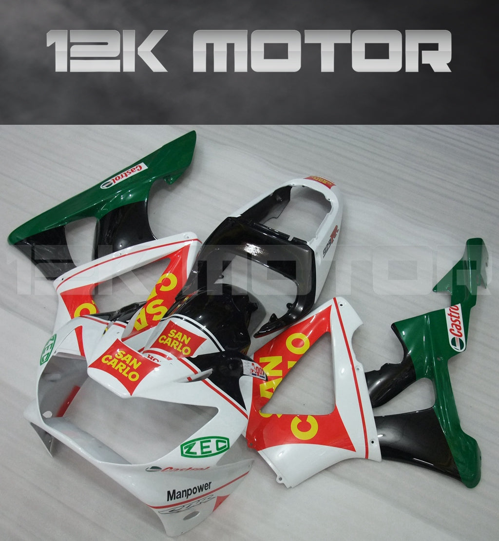 Aftermarket fairing kit for HONDA CBR929RR 2000 2001 displayed on a table with '12K MOTOR' logo above.