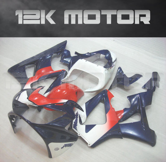 Aftermarket fairing kit for HONDA CBR929RR motorcycle, featuring a red, white, and blue color scheme with black fairing bolts and a clear windscreen.