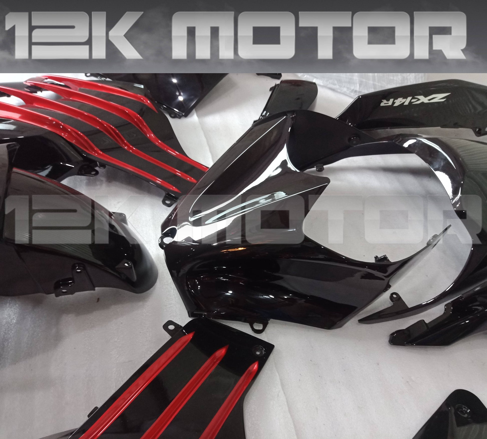 Black With Red Trim Fairing Kit For KAWASAKI ZX-14R 2012-2023