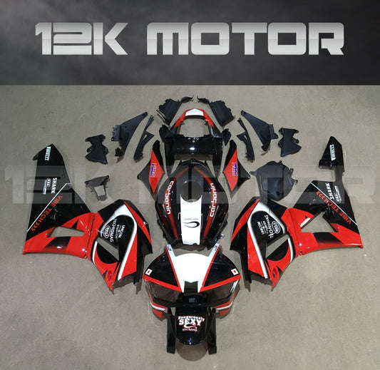 Aftermarket black and red fairing kit for Honda CBR600RR motorcycle displayed with the 12K Motor logo.