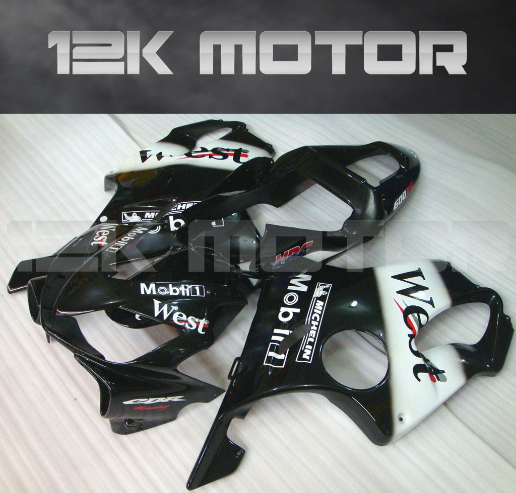 Aftermarket black fairing kit for HONDA CBR600 F4i 2001-2003, displayed without the motorcycle.