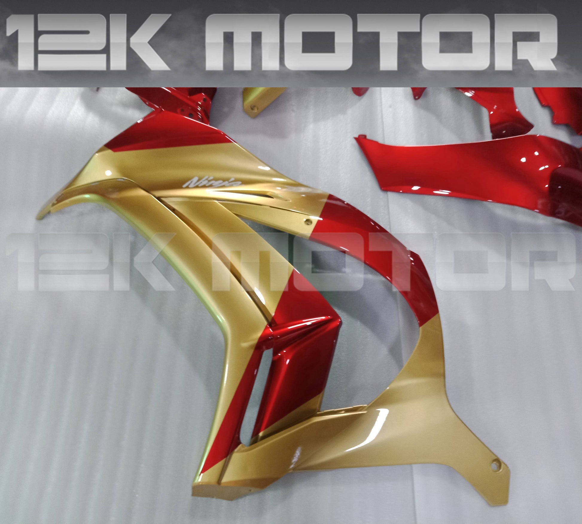 Gold and Candy Red Color Kawasaki ZX10R Fairing Kit 2011 - 2015